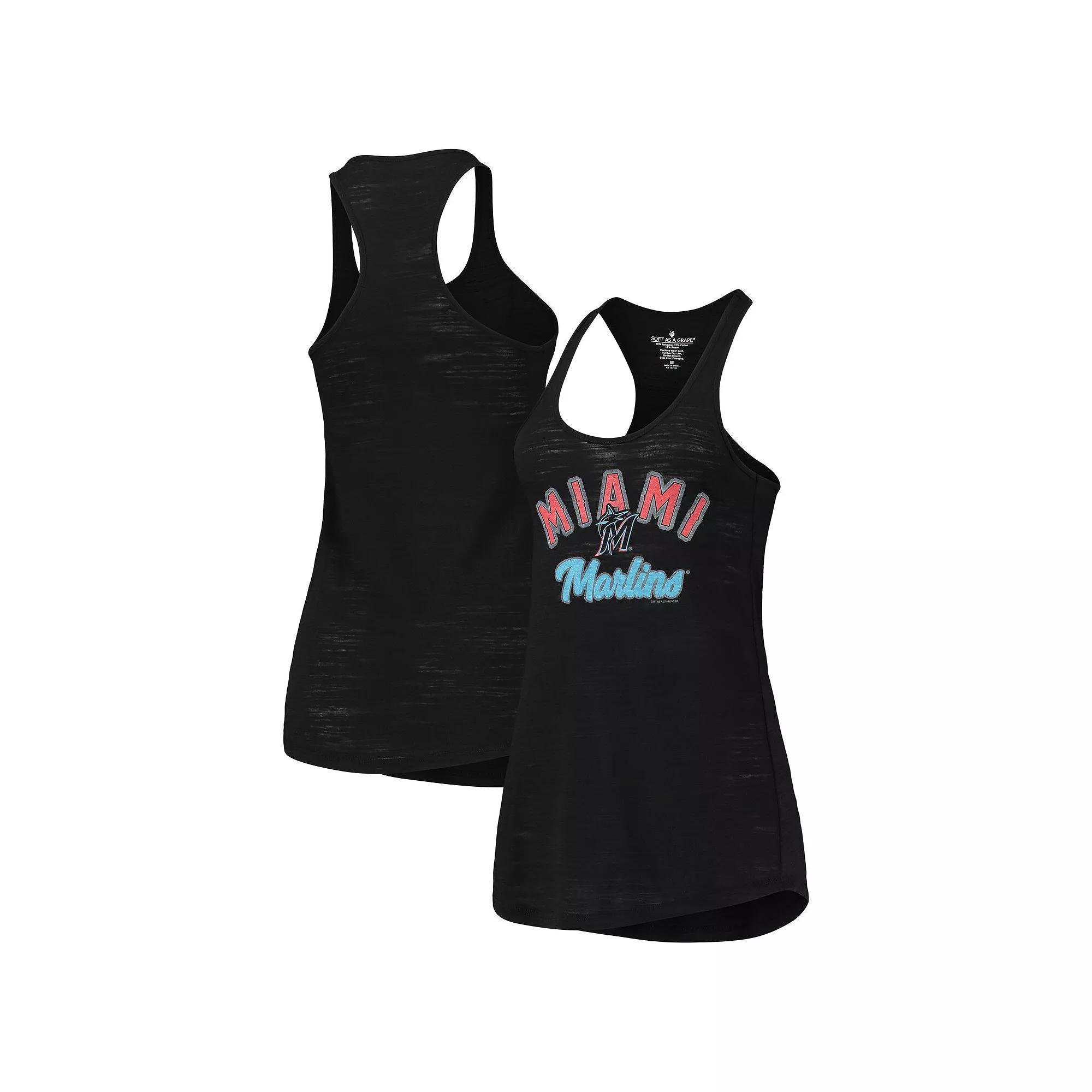 Women's Soft as a Grape Black Miami Marlins Multi-Count Tri-Blend Tank Top, Size: XL Product Image