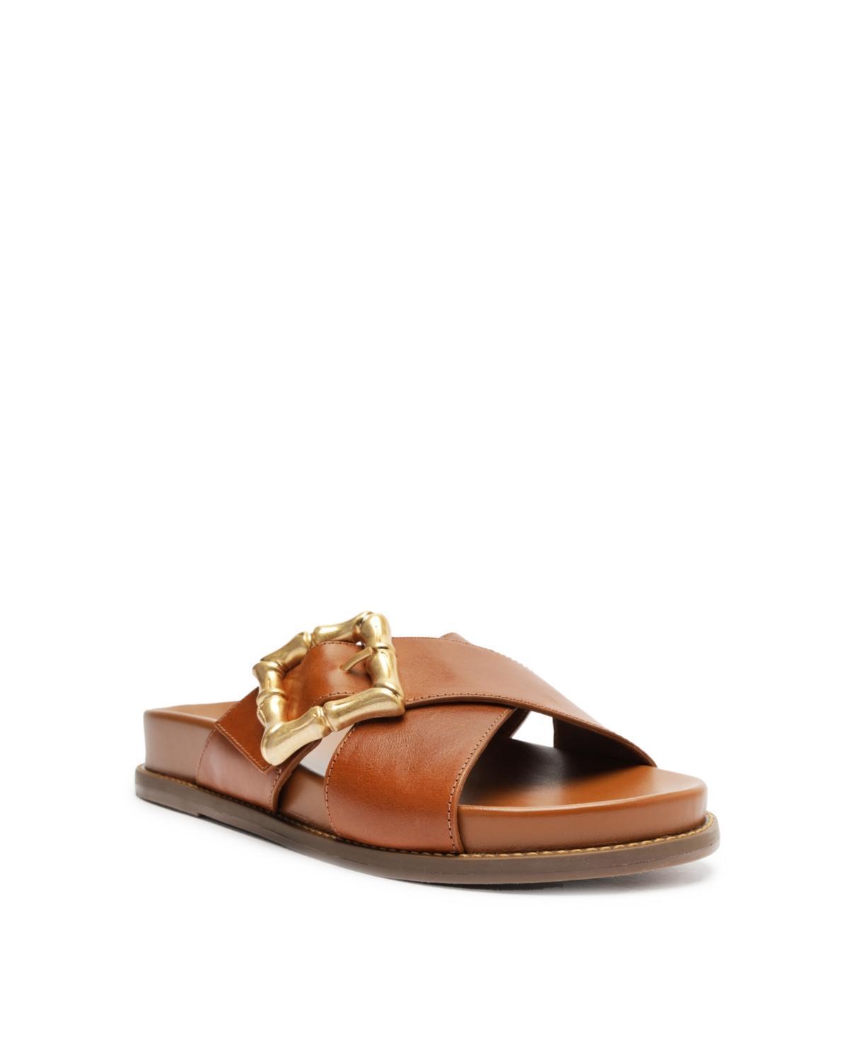 Enola Crisscross Buckle Leather Sandals Product Image