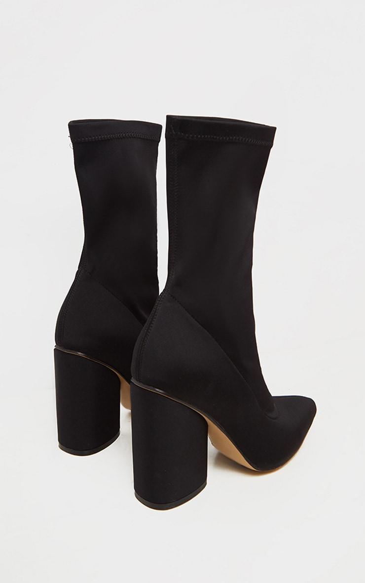 Black Chunky Block Heel Sock Boot Product Image