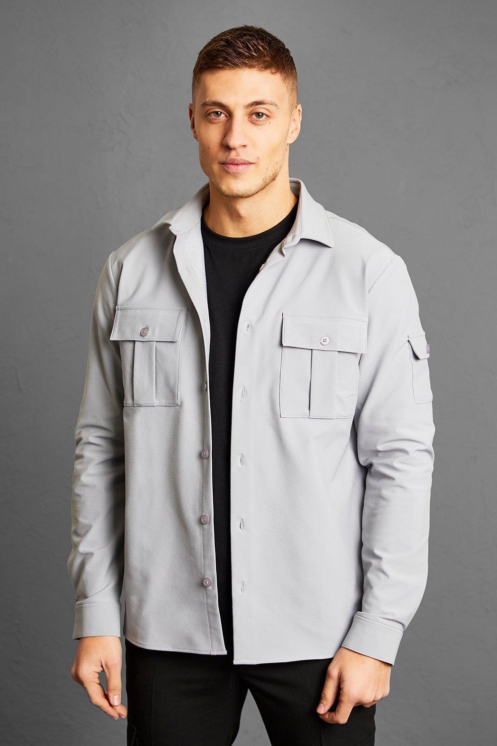 Long Sleeve Lightweight Oversized Shirt Jacket | boohooMAN USA Product Image