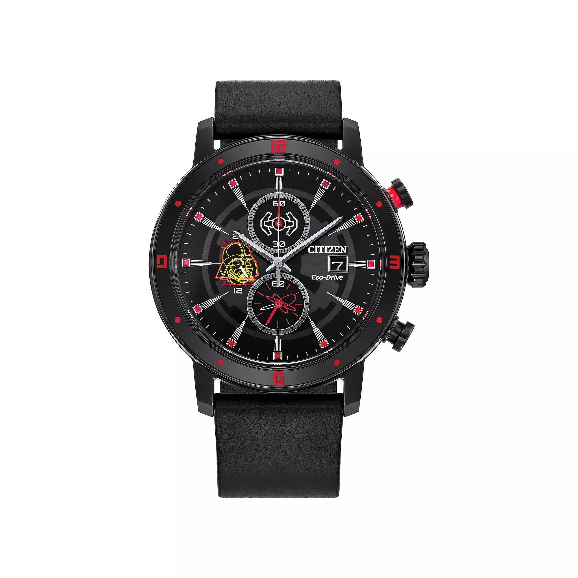 Citizen Eco-Drive Men's Star Wars Darth Vader Black Leather Strap Watch,  Product Image