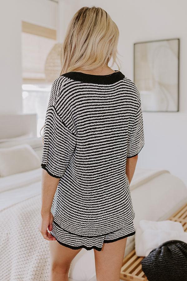 Lake Days Stripe Knit Top in Black Product Image