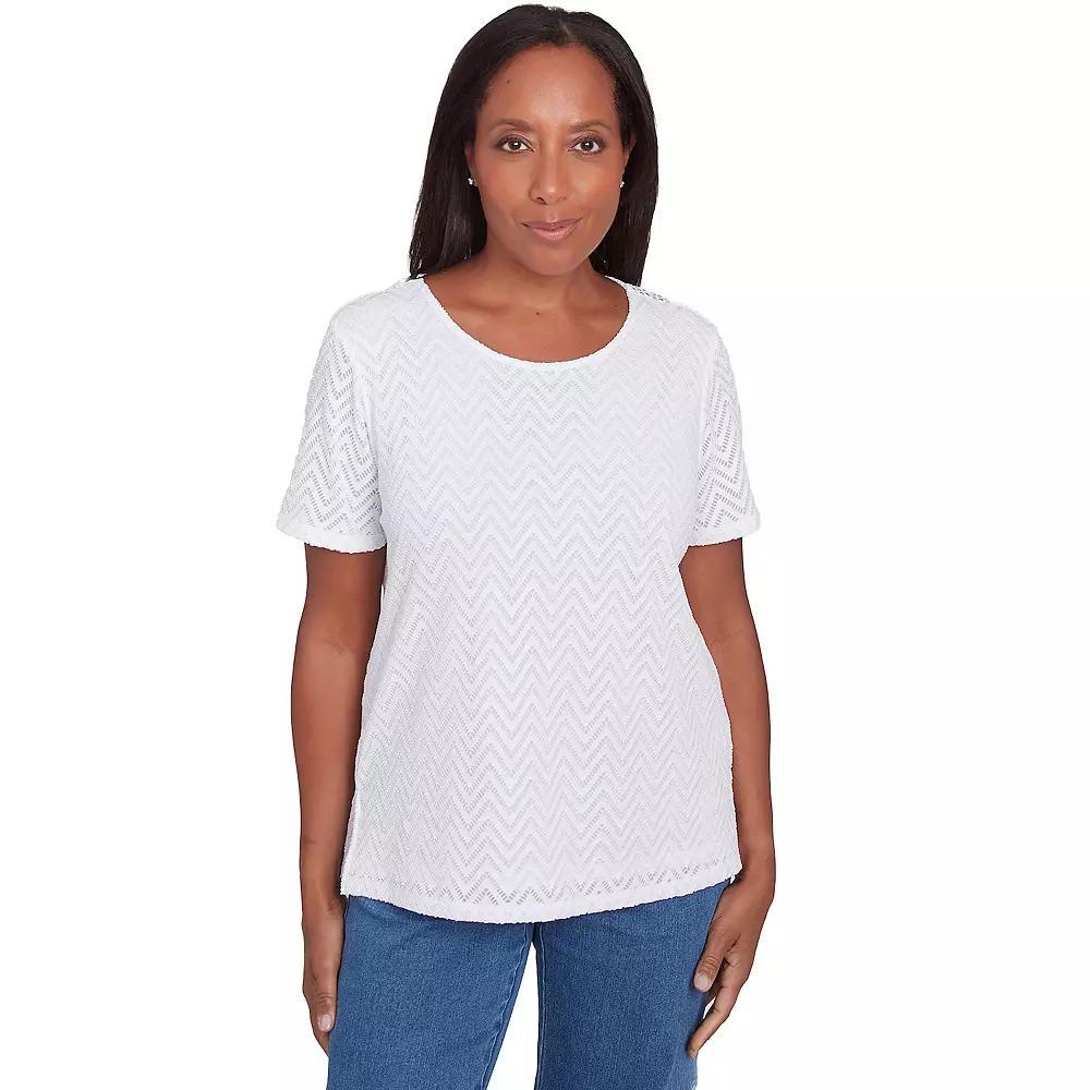Women's Alfred Dunner Textured Chevron Lace Back Tee,  Product Image