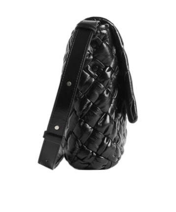 BOTTEGA VENETA Rumple Leather Messenger Bag In Black Product Image