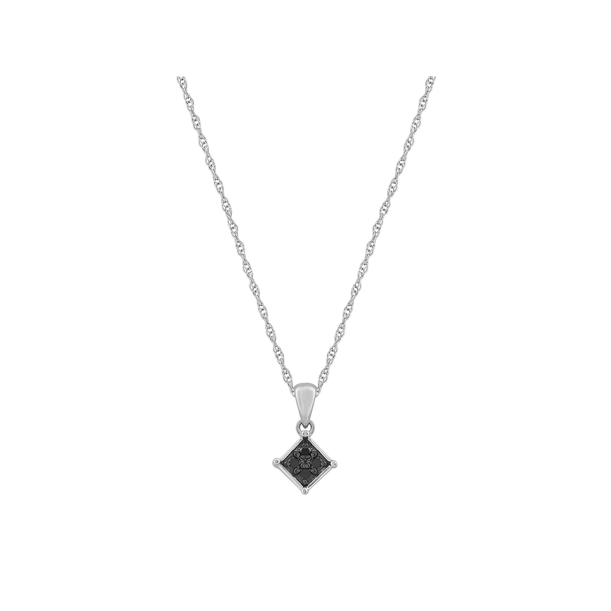Celebration Gems 10k Gold 1/10 Carat T.W. Black Diamond Square Cluster Pendant, Women's, Size: 18", White Product Image