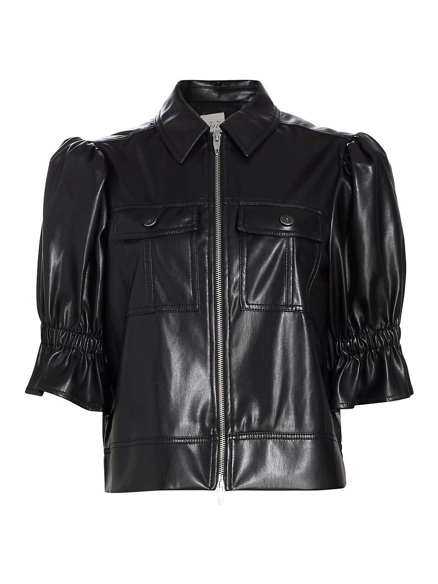 Holly Cropped Vegan Leather Jacket Product Image