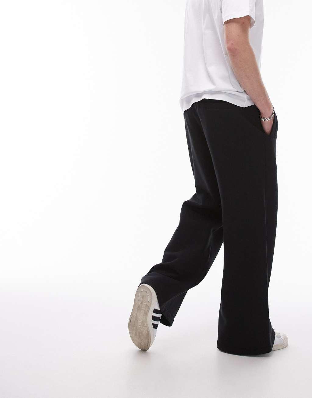 Topman baggy leg sweatpants in black Product Image