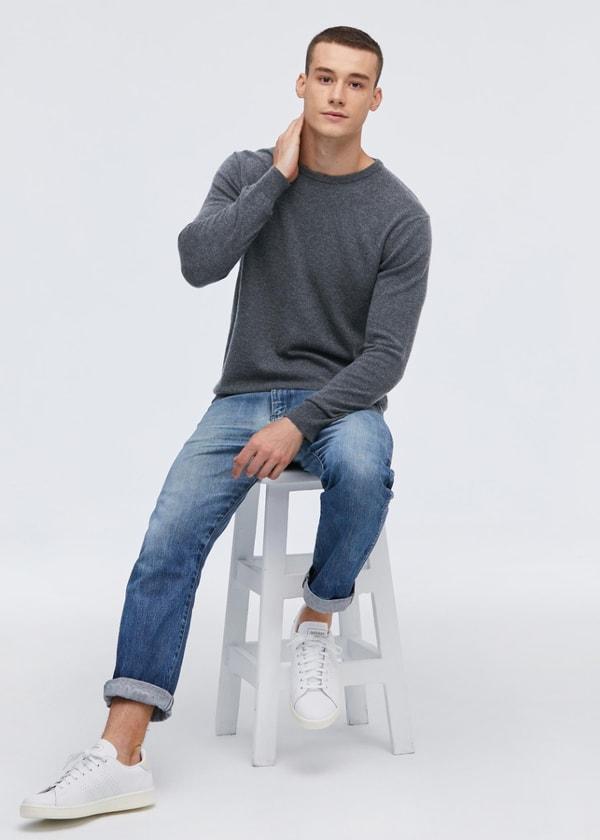 Crew Neck  Classic  Soft Cashmere Sweater For Men Product Image