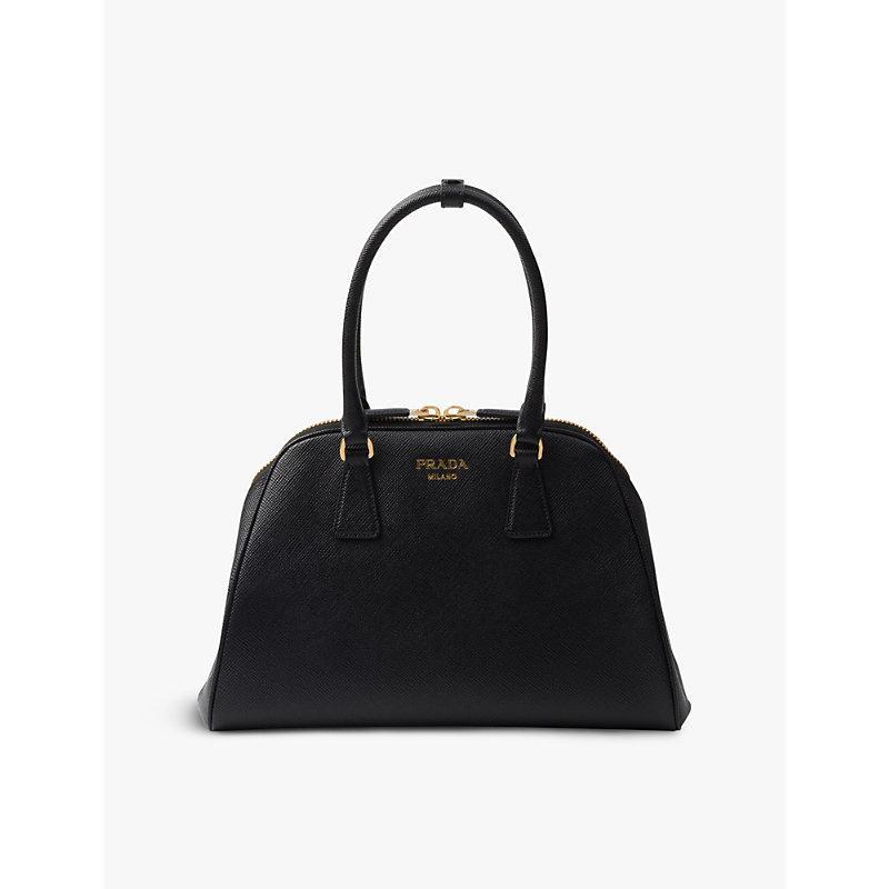 PRADA Womens  Logo-embossed Medium Saffiano Leather Tote Bag In Black Product Image