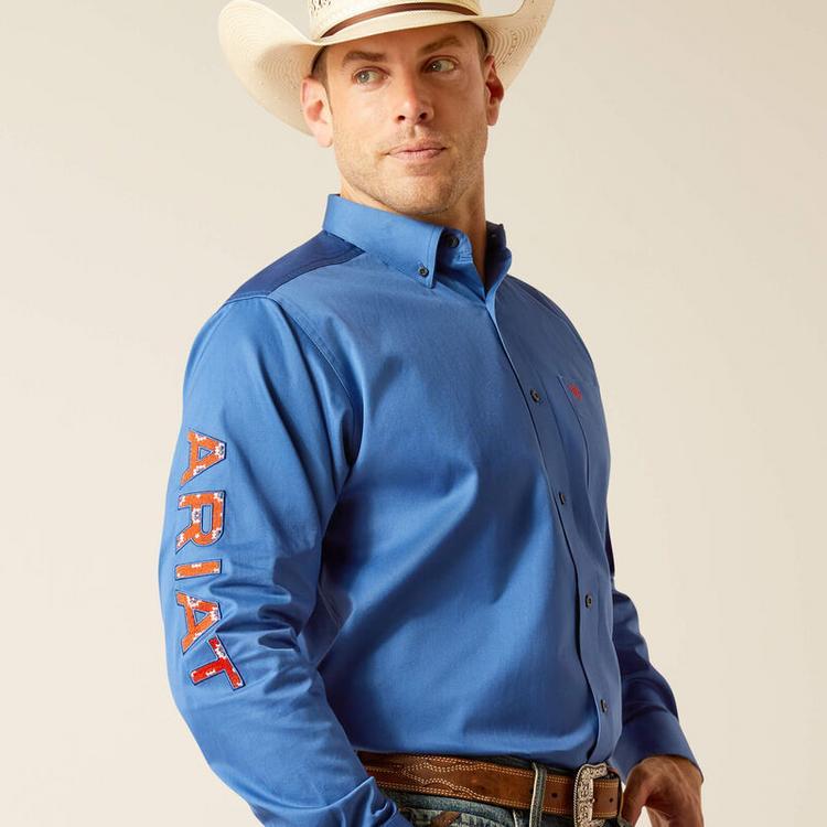 Ariat® Men's L/S Bright Cobalt Team Logo Twill Classic Fit Button Shirt Product Image