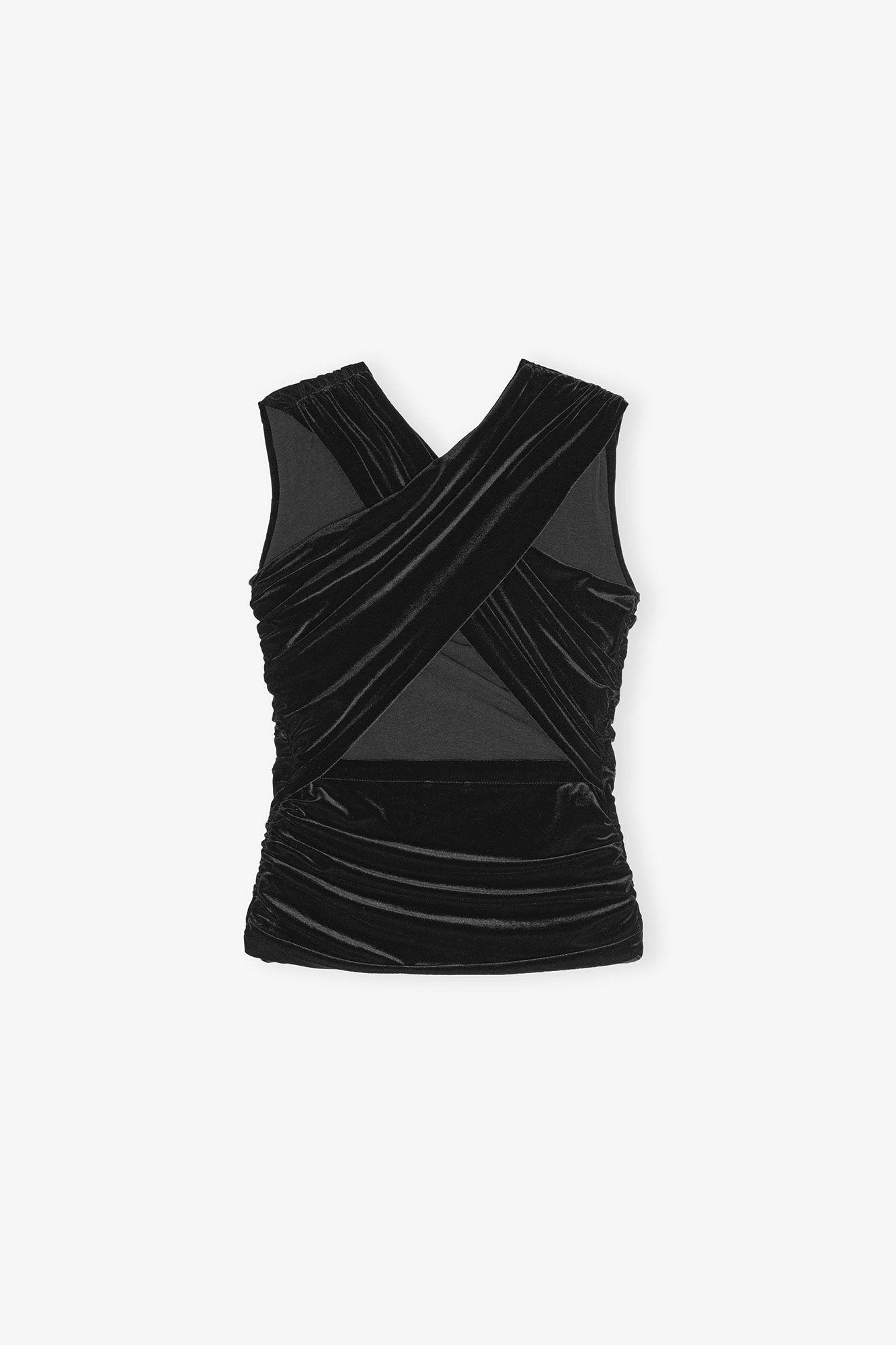 Black Velvet Ruched Top Product Image