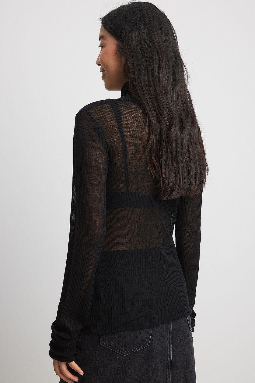 Sheer Knitted Turtle Neck Product Image