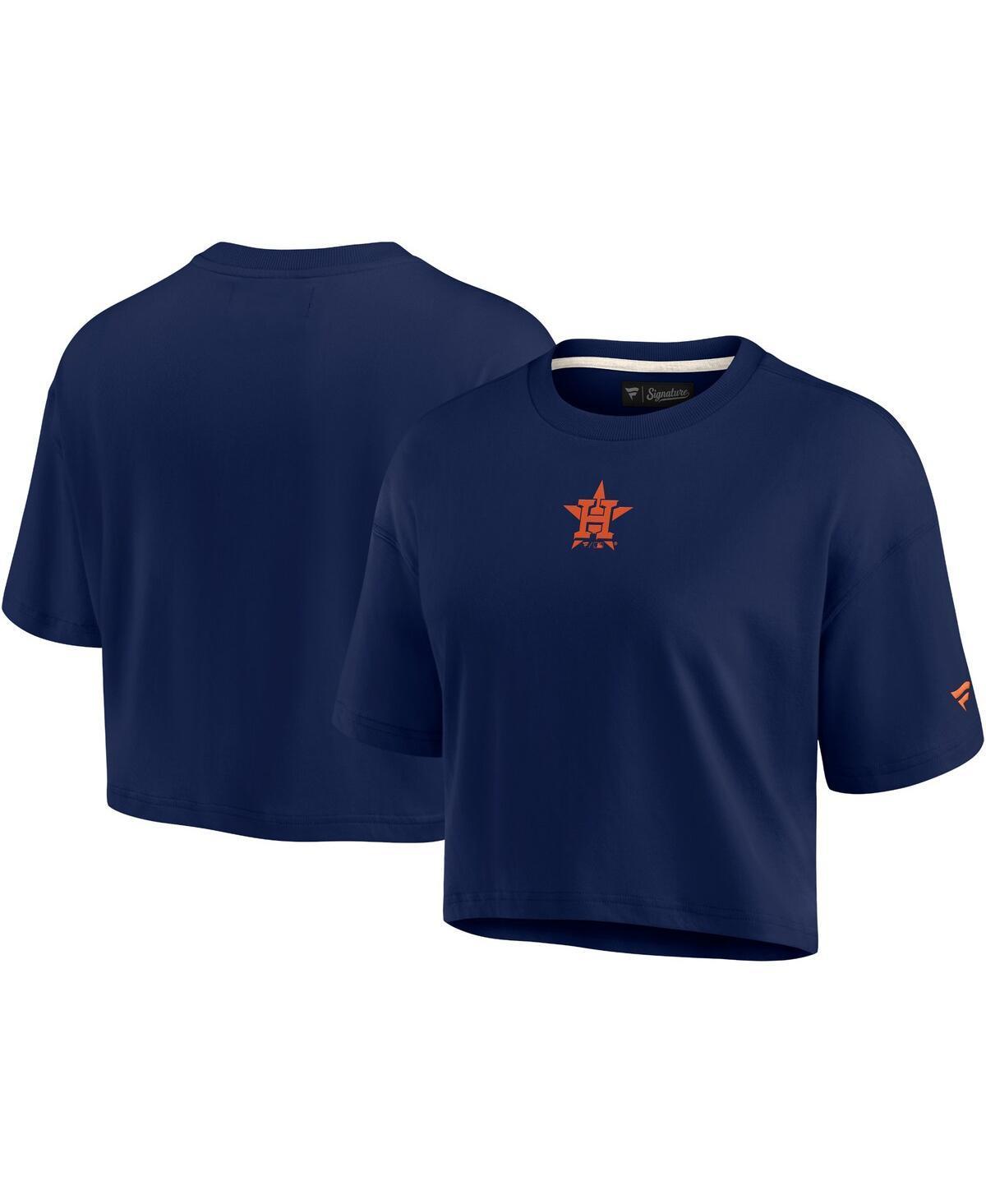 Fanatics Womens Navy Houston Astros Elements Super Soft Boxy Cropped T-Shirt Product Image