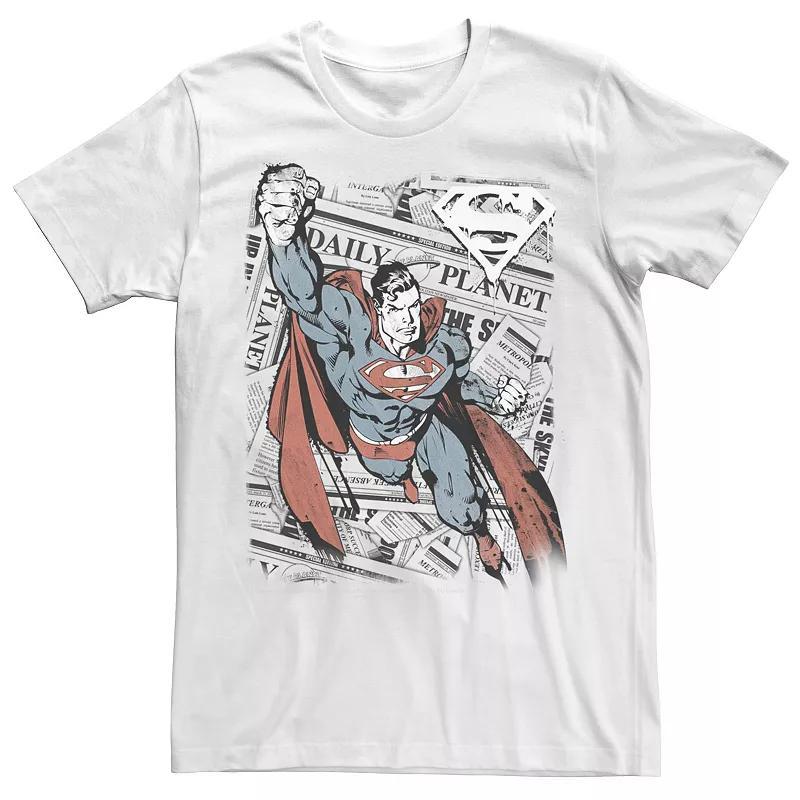 Men's DC Comics Superman Daily Planet Background Poster Graphic Tee, Size: Medium, White Product Image