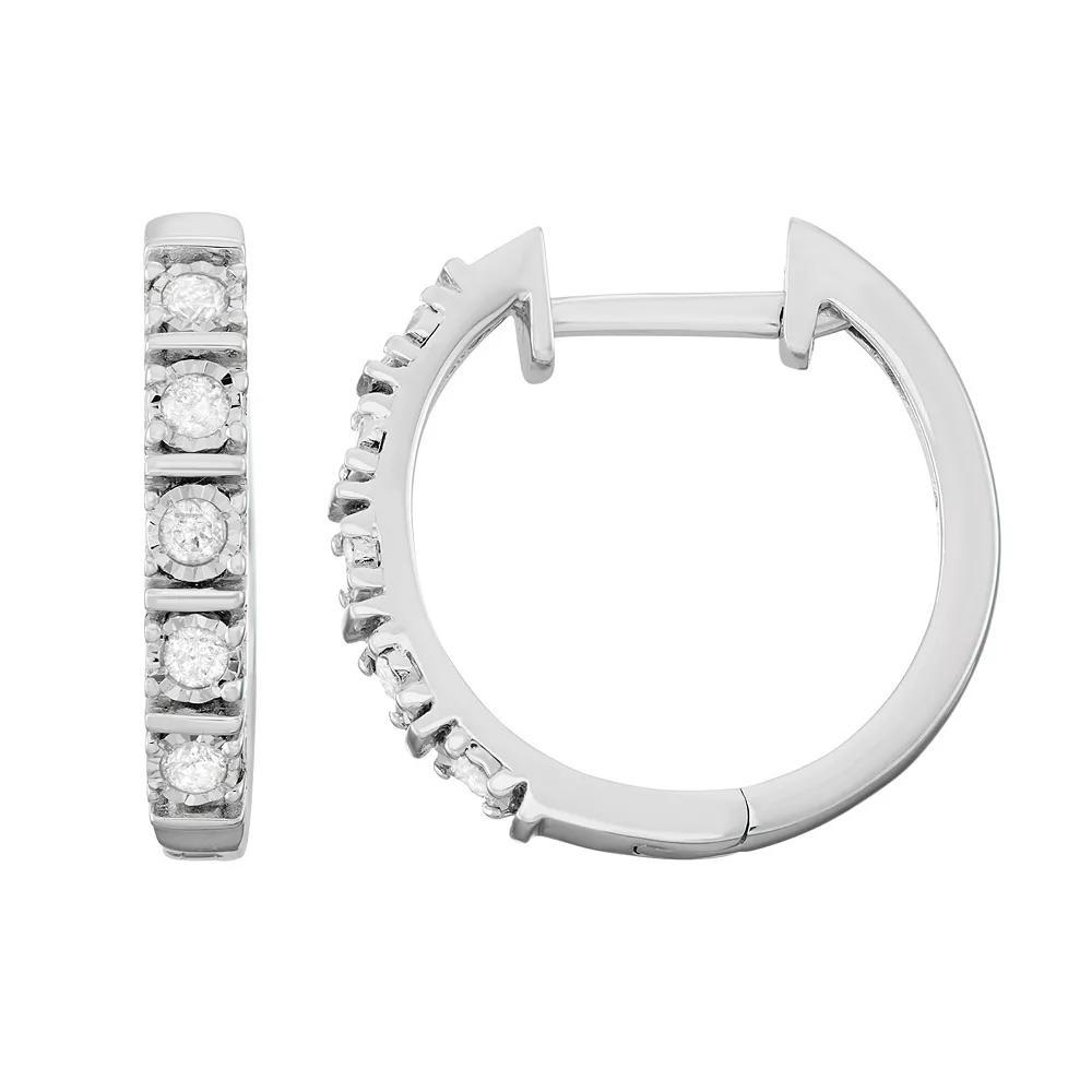 Sterling Silver 1/4 Carat T.W. Diamond Hoop Earrings, Women's Product Image