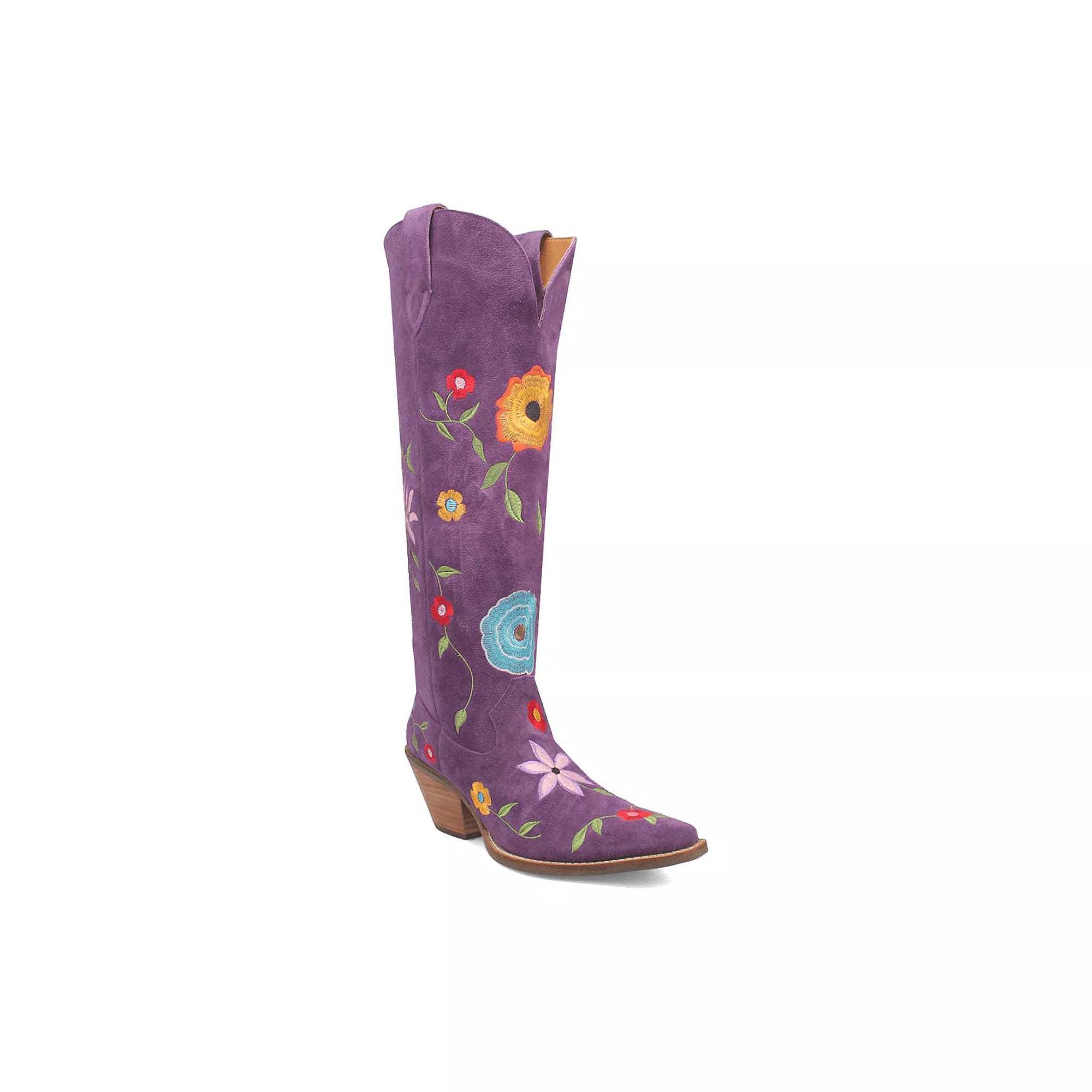 Dingo Flower Power Women's Suede Boots, Size: 11, Purple Product Image