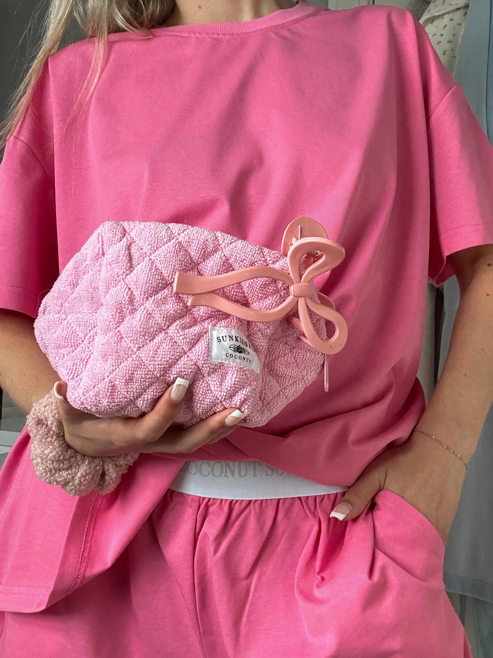 Malibu Pink Basic Slightly Cropped Blank Tee Product Image