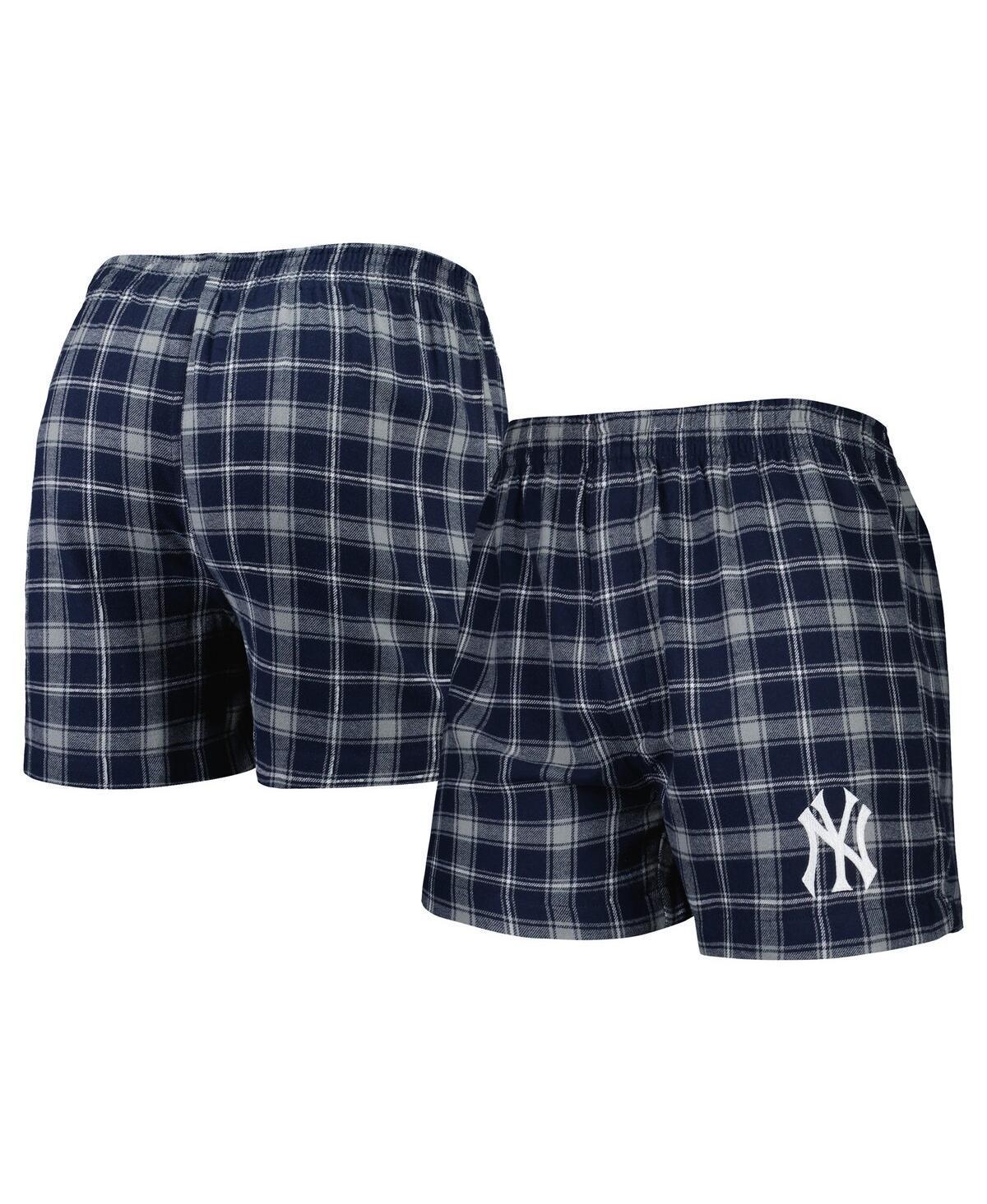 Mens Concepts Sport /Gray New York Yankees Ledger Flannel Boxers Blue Product Image