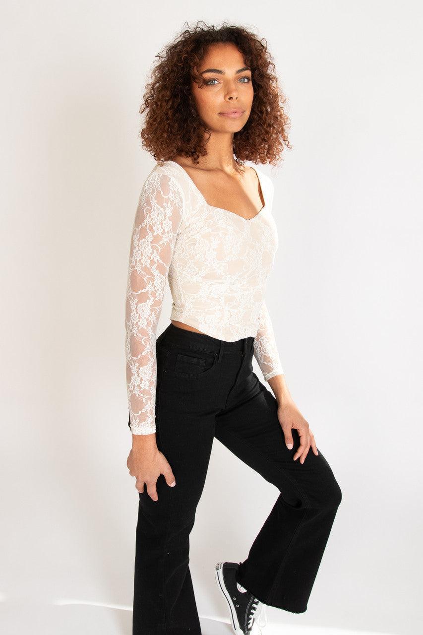Lace Bustier Long Sleeve Top Product Image