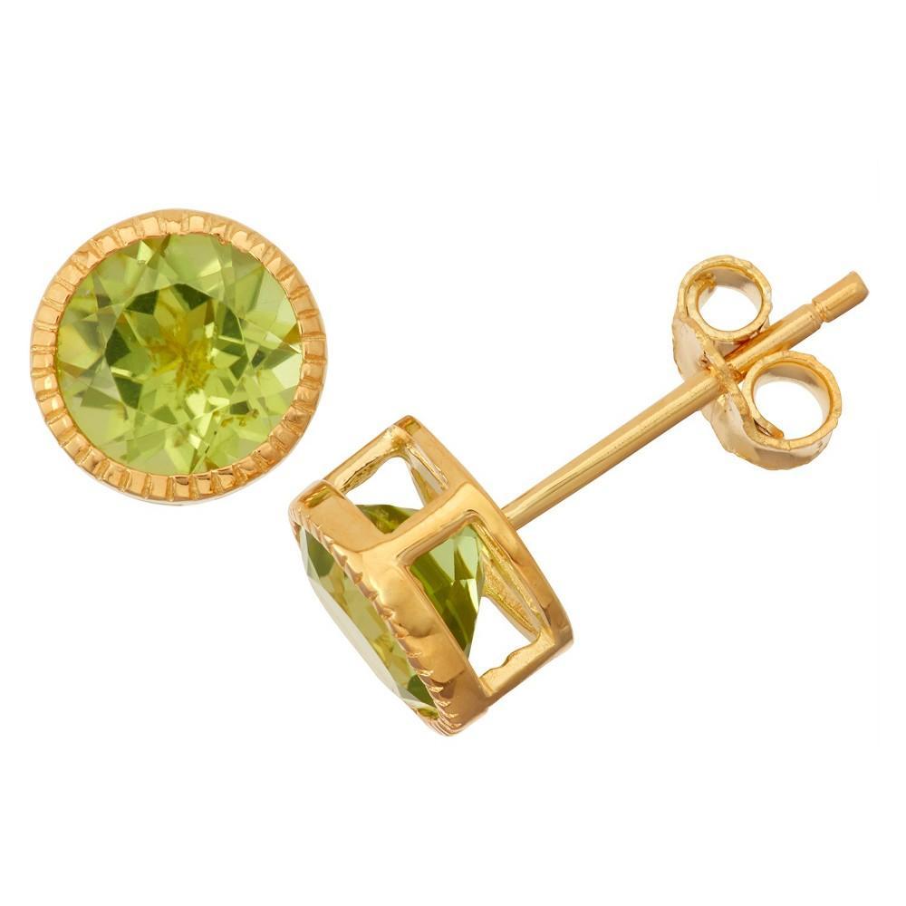 Designs by Gioelli 14k Gold Over Silver Peridot Stud Earrings, Womens, Gold Tone Product Image