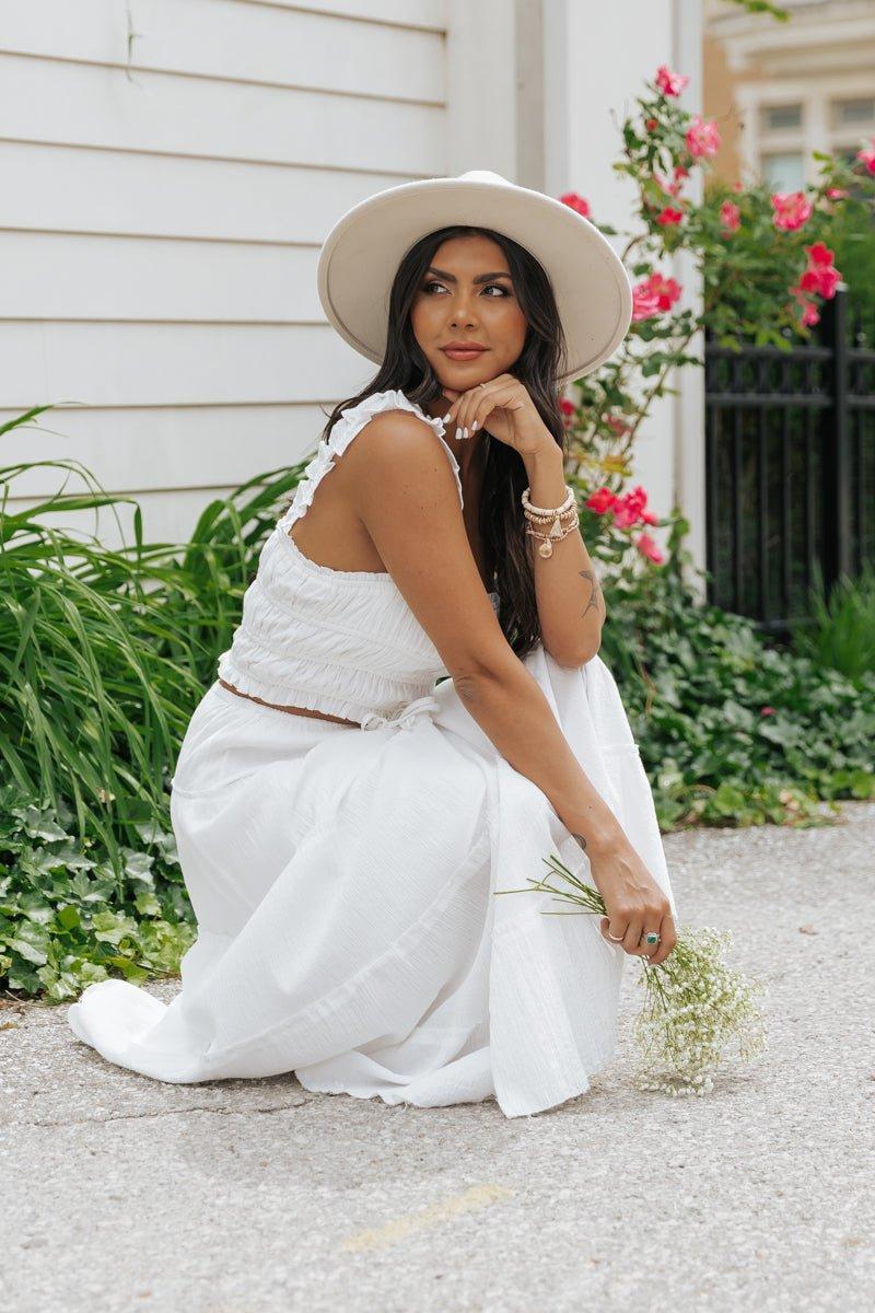 White Ruffle Smocked Tank Top - FINAL SALE Product Image