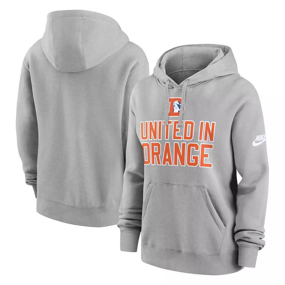 Women's Nike Heather Gray Denver Broncos Club Logo Pullover Hoodie,  Product Image