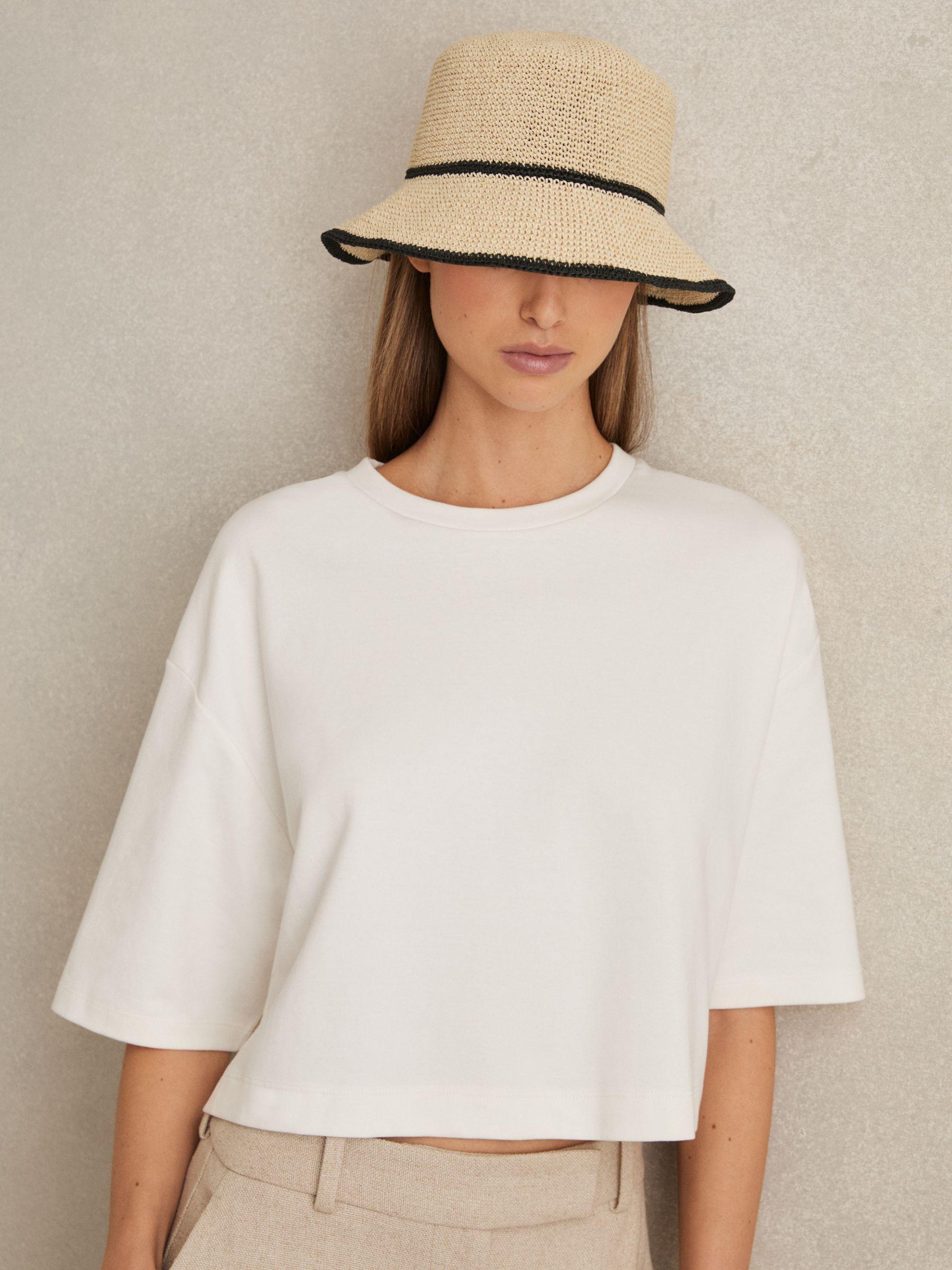 Tipped Straw Bucket Hat in Natural Product Image