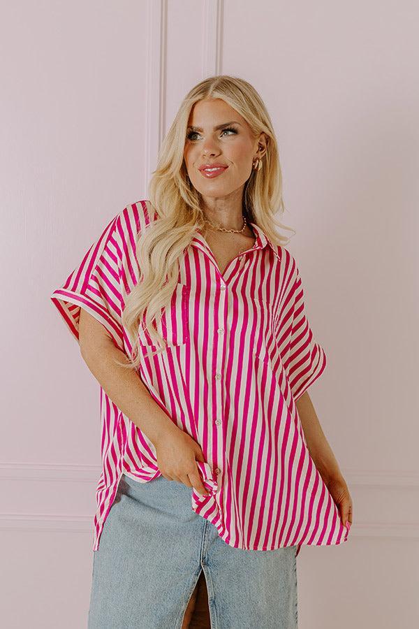 Horizon Light Satin Button Up In Fuchsia Curves Product Image