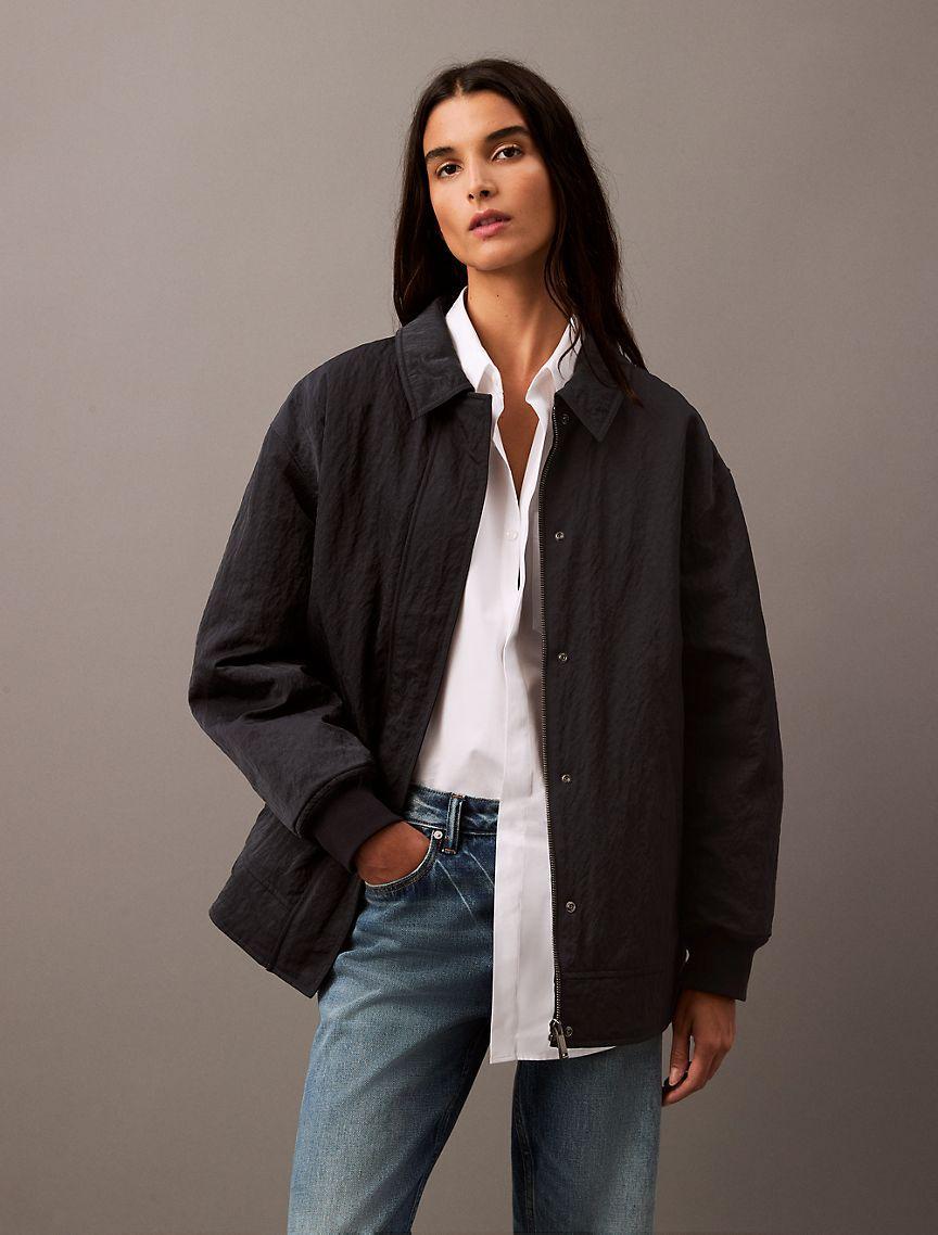 Crushed Nylon Bomber Jacket Product Image