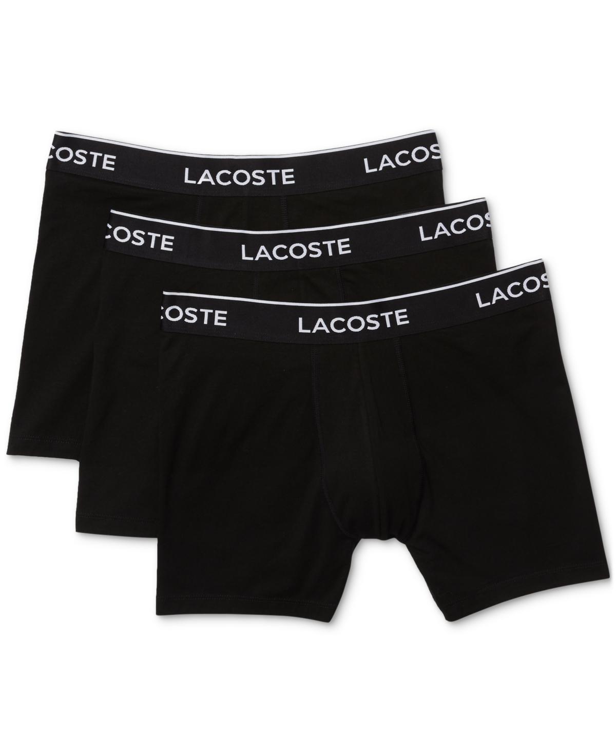 Lacoste Cotton Stretch Logo Waistband Long Boxer Briefs, Pack of 3 Product Image