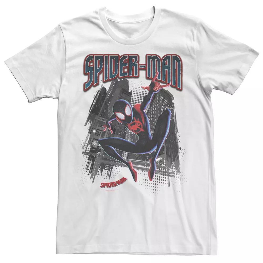 Men's Marvel Into The Spider-Verse Neon Skyline Tee, Size: Large, White Product Image