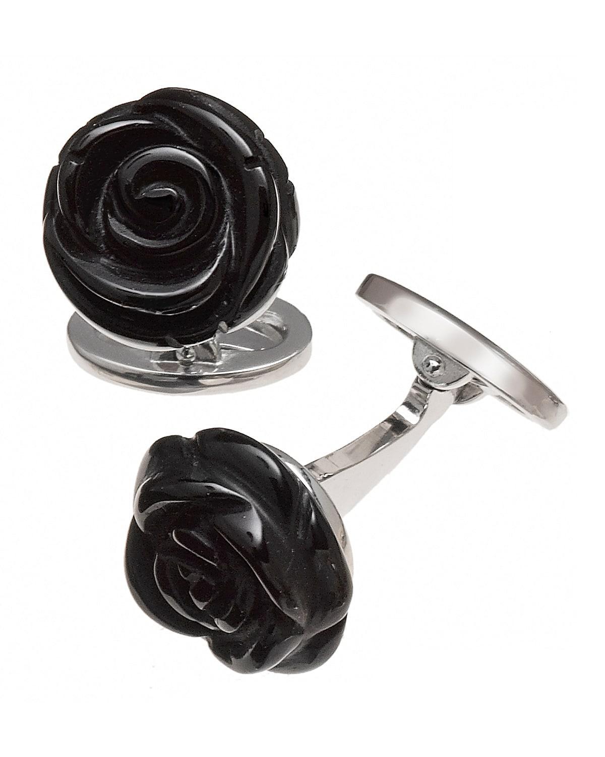 Onyx Carved Rose Cuff Links Product Image