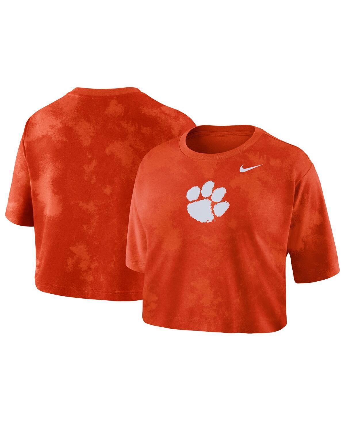 Womens Nike Orange Clemson Tigers Tie-Dye Cropped T-Shirt Product Image