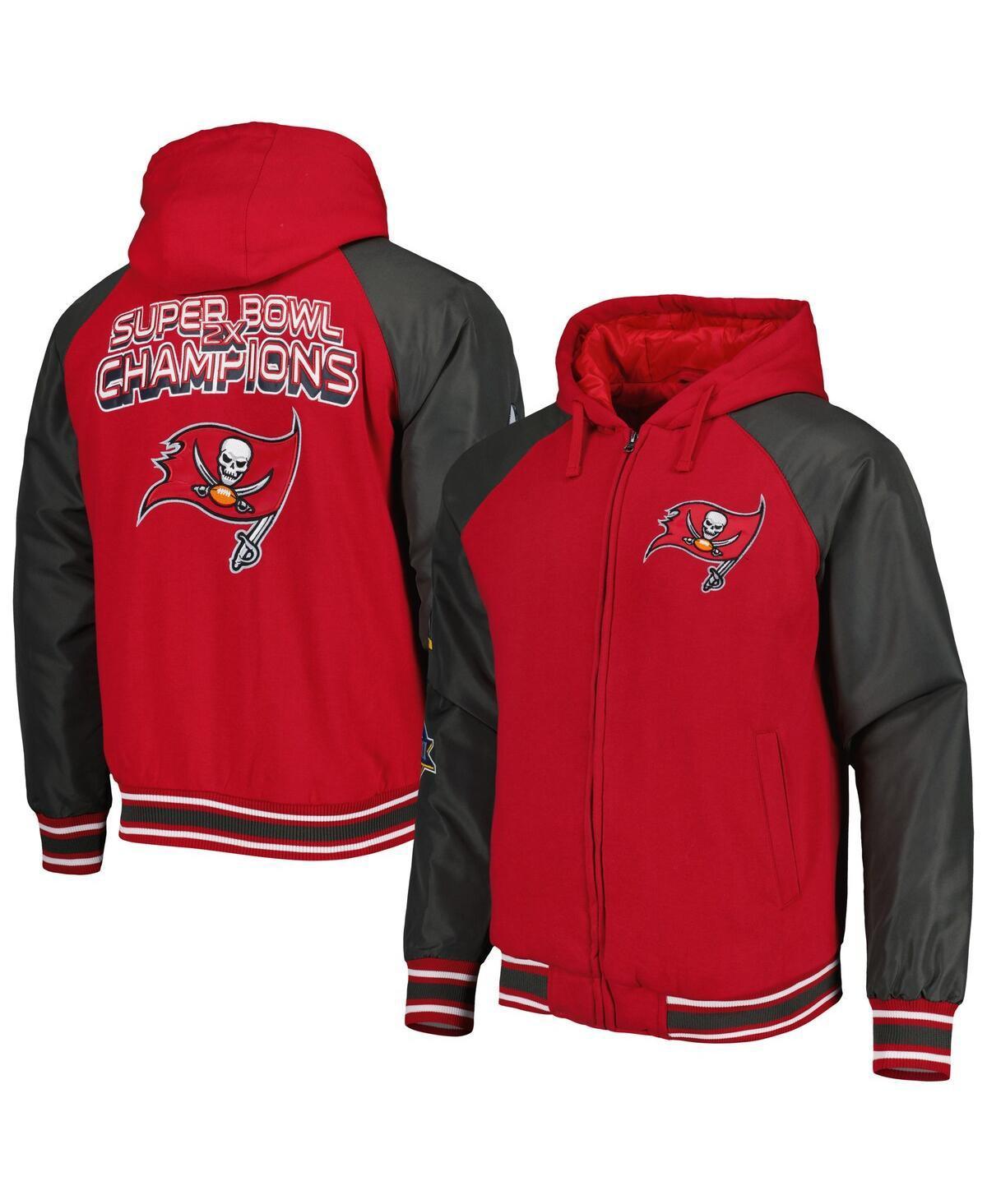 Men's G-III Sports by Carl Banks Red Tampa Bay Buccaneers Defender Raglan Full-Zip Hoodie Varsity Jacket, Size: Medium Product Image