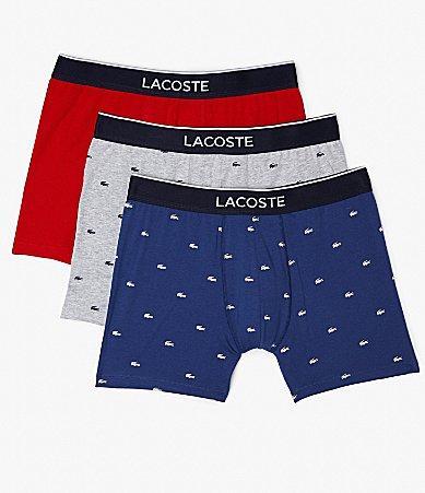 Lacoste Cotton Stretch Logo Waistband Long Boxer Briefs, Pack of 3 Product Image