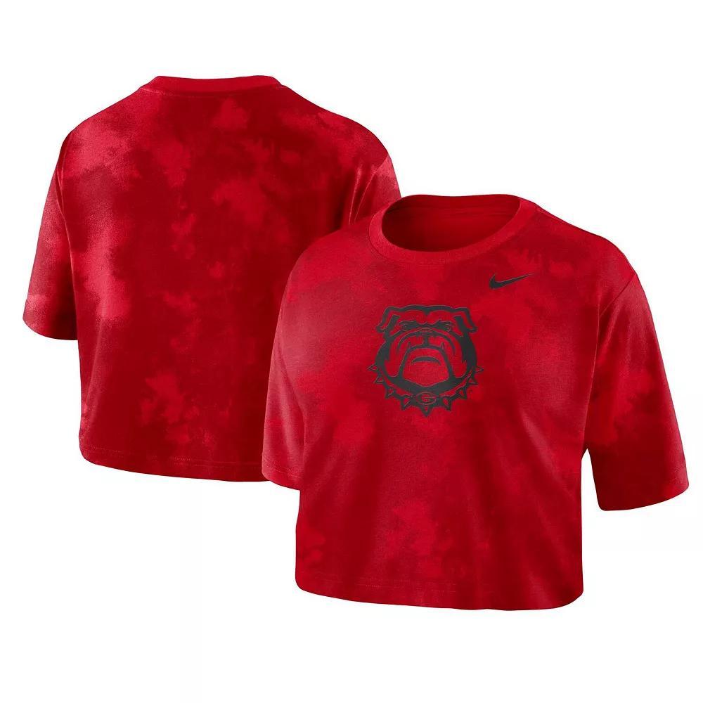Women's Nike Red Georgia Bulldogs Tie-Dye Cropped T-Shirt, Size: XS Product Image