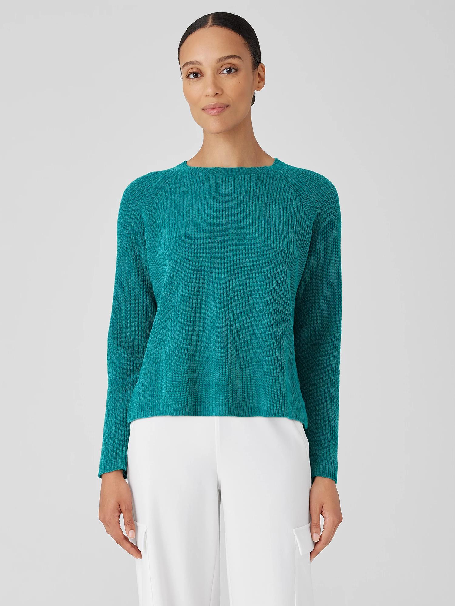 EILEEN FISHER Organic Cotton Chenille Crew Neck Topfemale Product Image