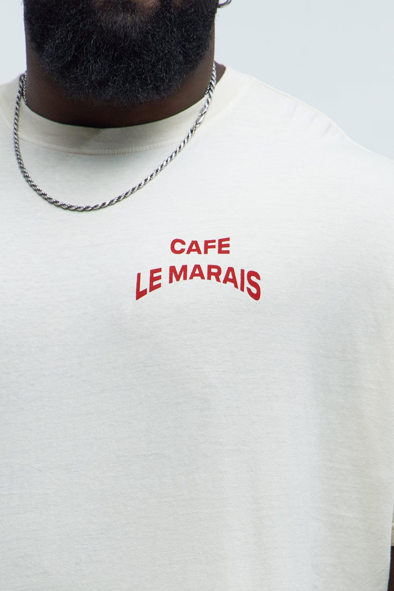 Cafe Le Marais Oversized Short Sleeve Tee - Cream Product Image