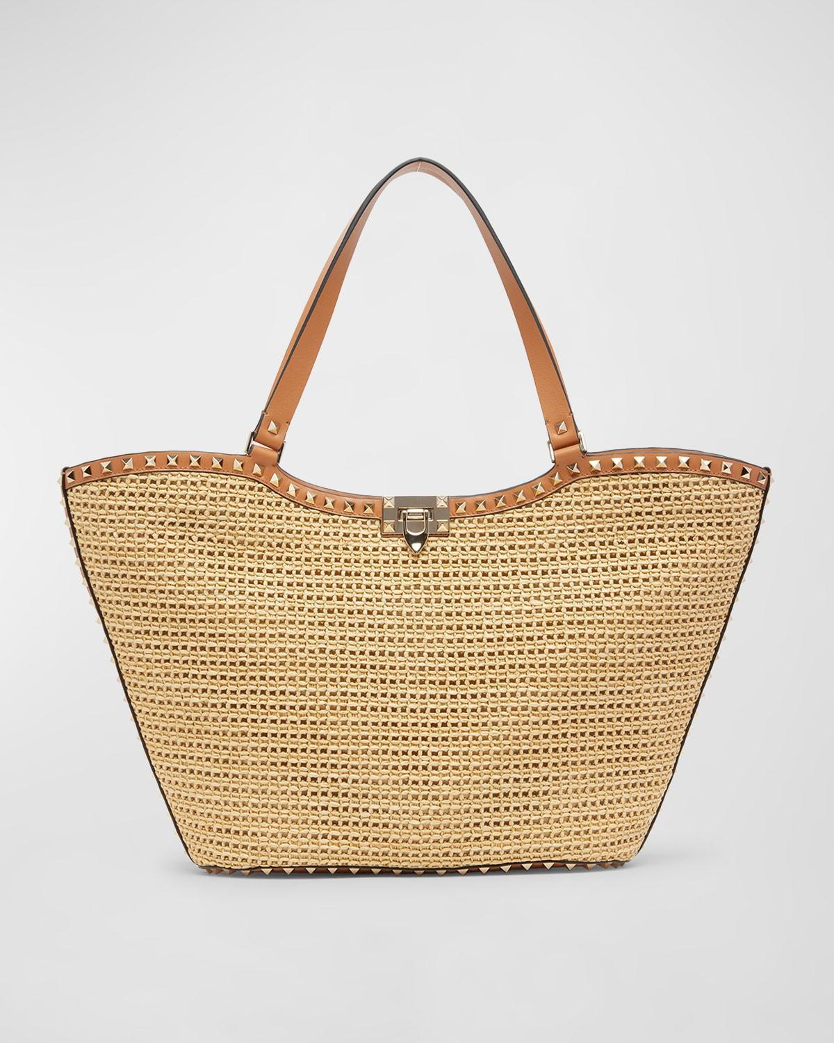 Valentino Garavani Rockstud Tote Bag in Beige Product Image