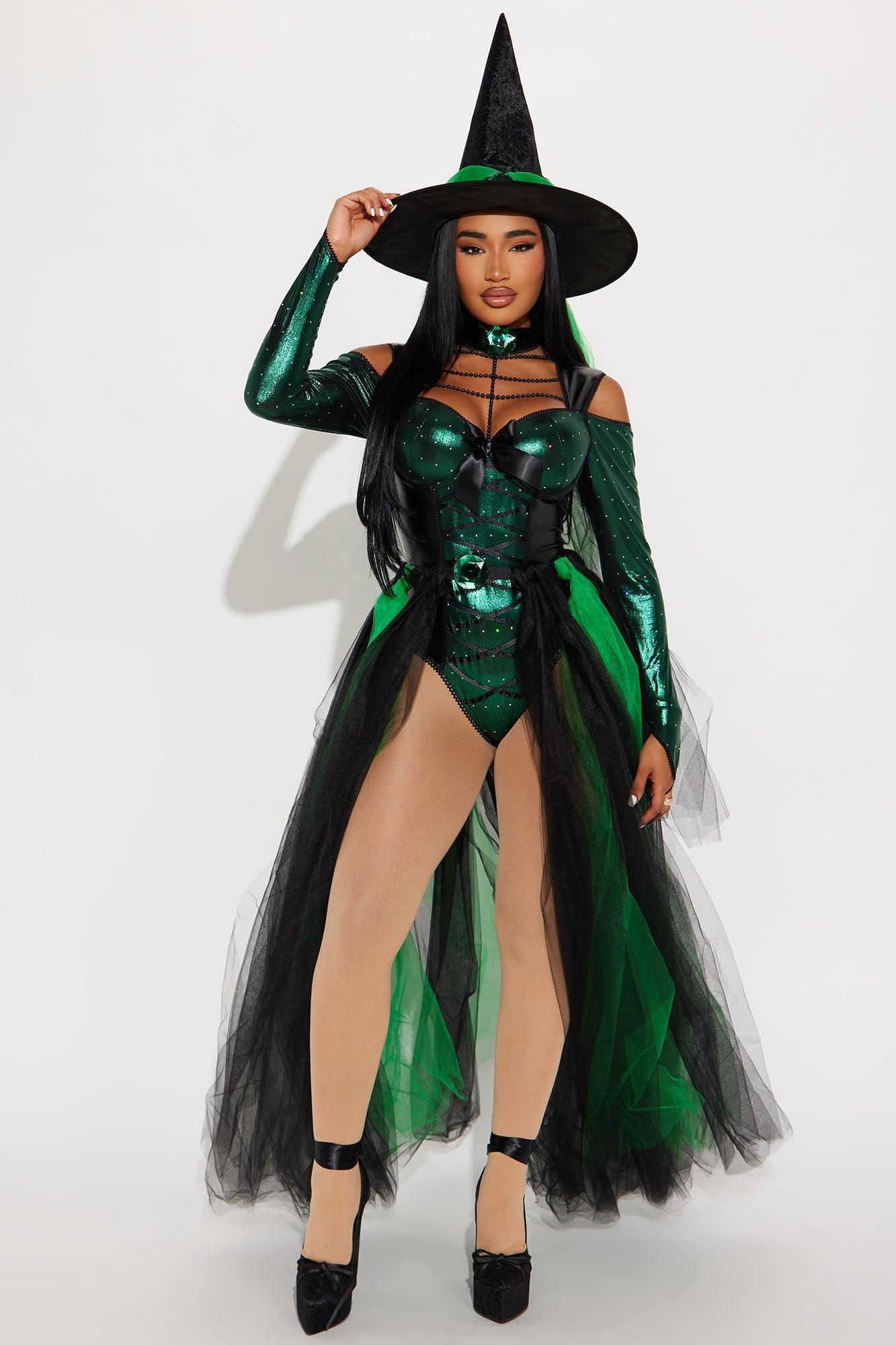 Green Emerald Witch 3 Piece Costume Set - Green/combo Product Image