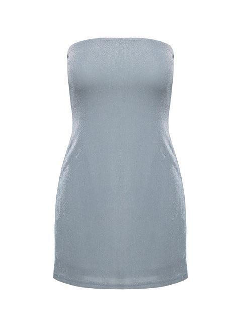 Chromatica Strapless Mini Dress Silver Product Image