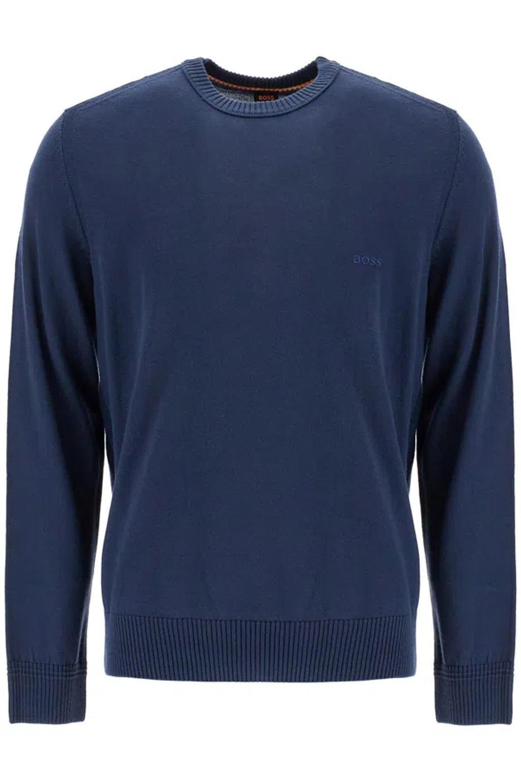 HUGO BOSS Boss 'avac Wool Blend Pullover In Blue Product Image