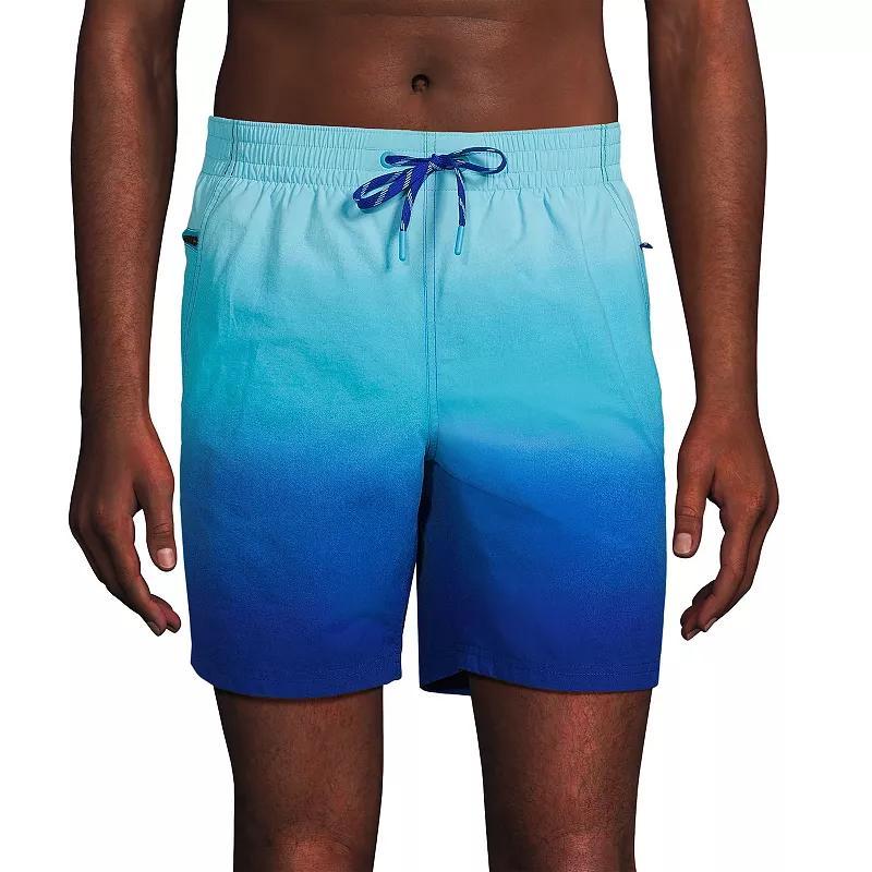 Mens Lands End 7-in. Volley Swim Trunks Lime Green Colorblock Product Image