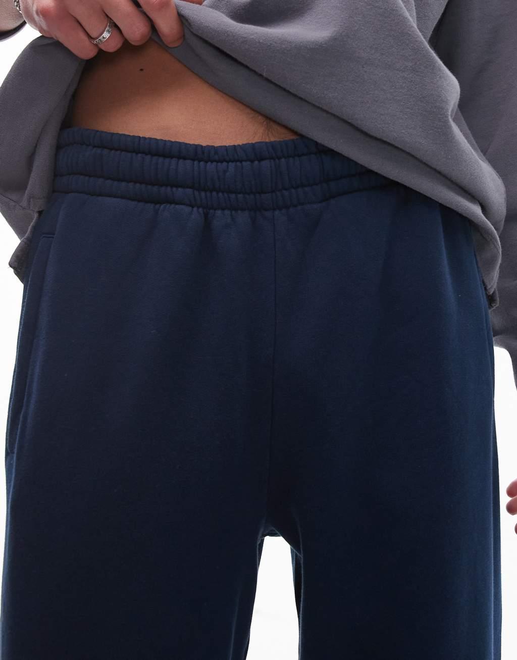 Topman washed straight leg sweatpants in blue Product Image