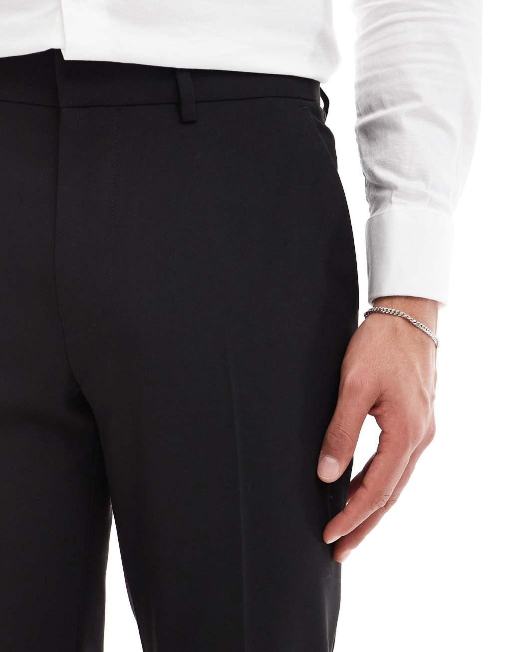 ASOS DESIGN slim tuxedo pants in black Product Image