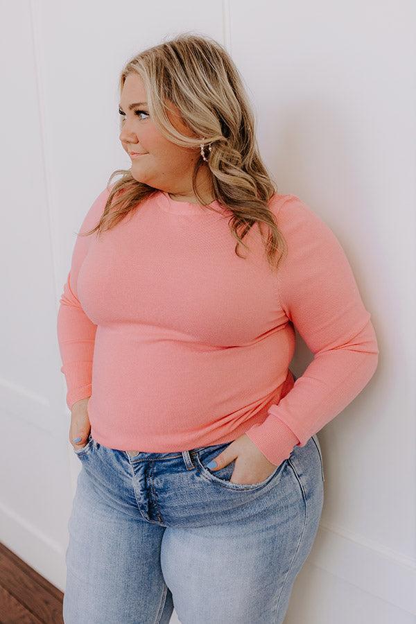 Breezy Chic Knit Sweater Top in Bubblegum Pink Curves Product Image