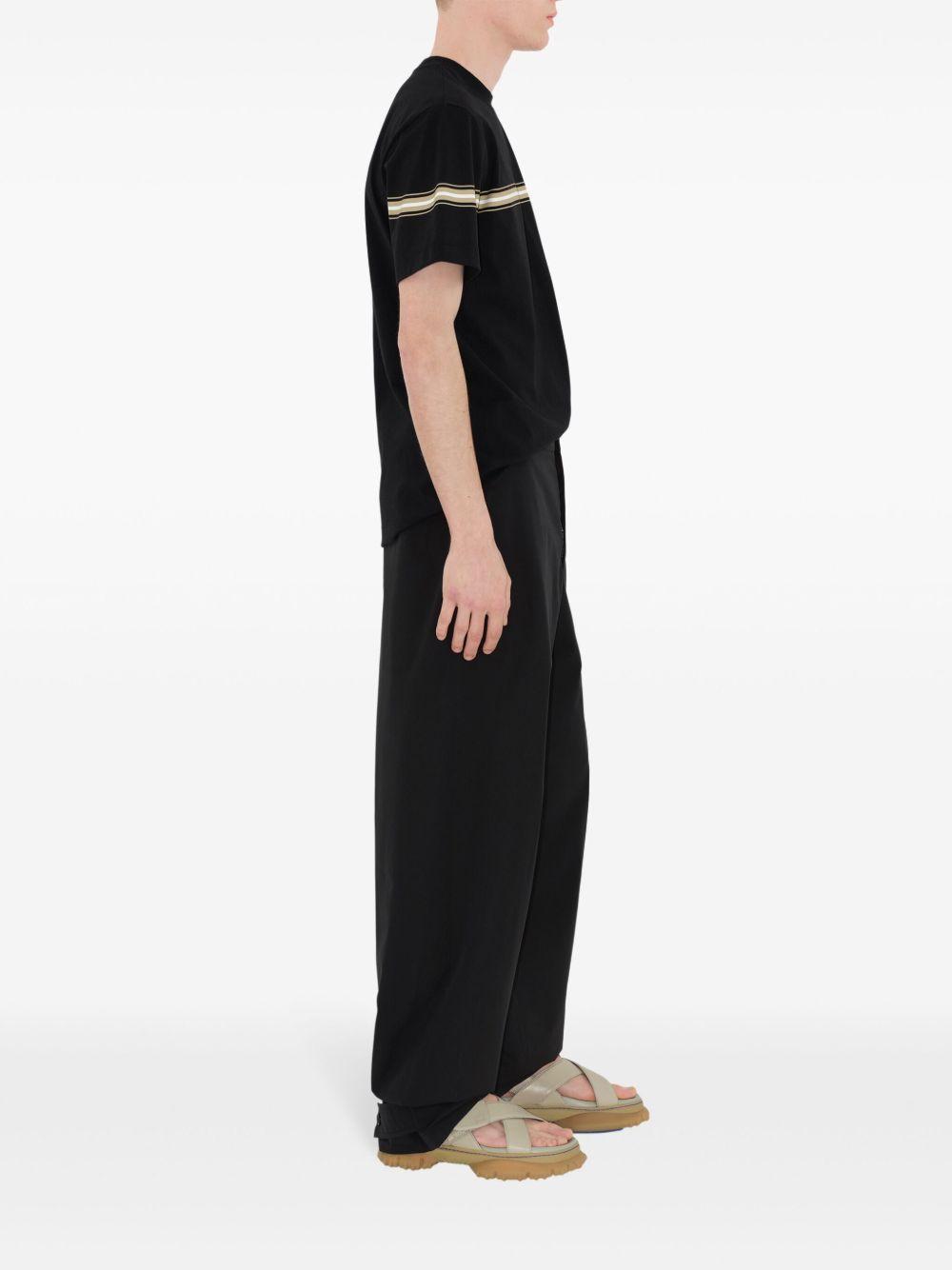 striped-detail cotton T-shirt  Product Image