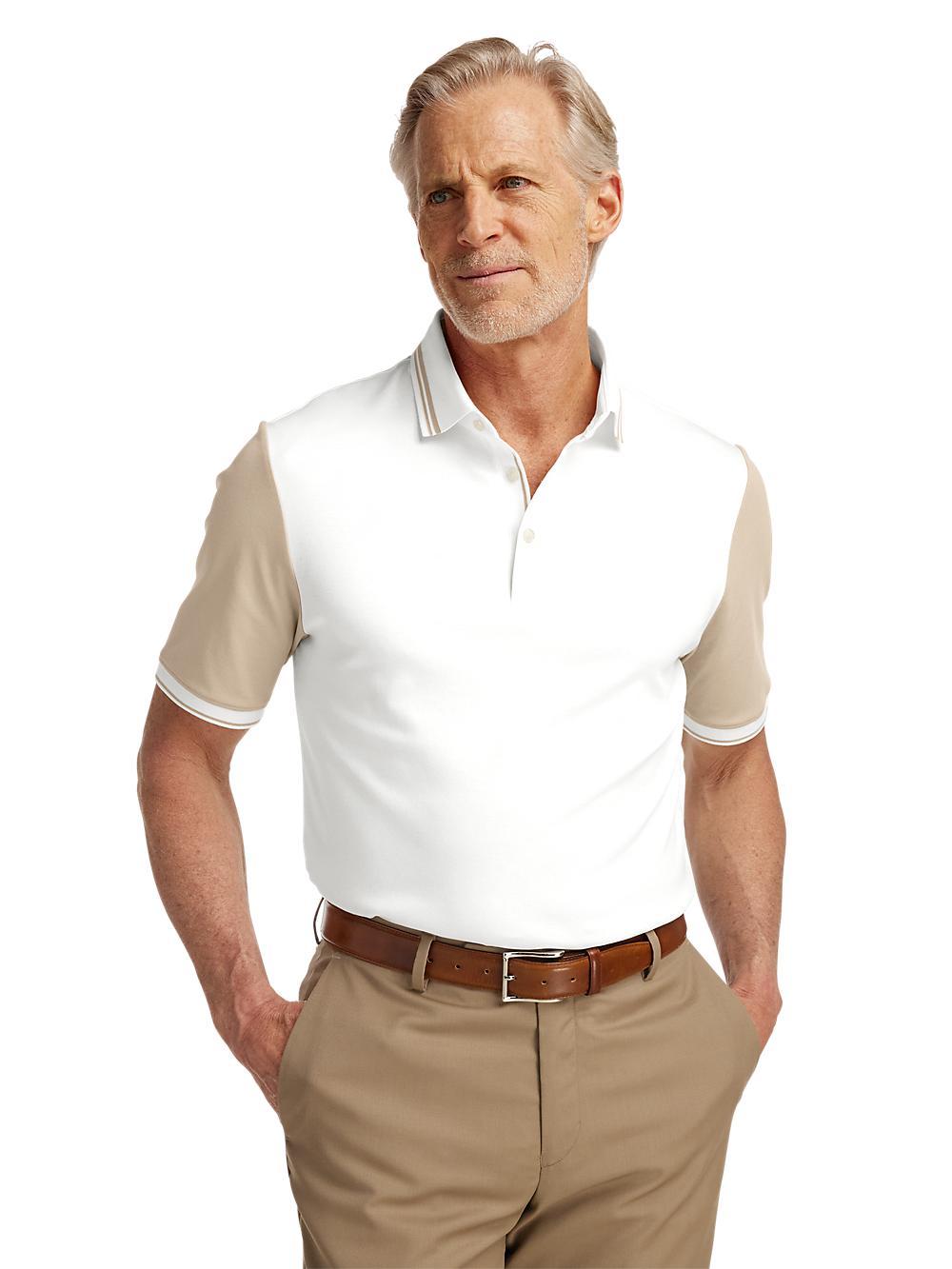 Cotton Three Button Polo - White Product Image