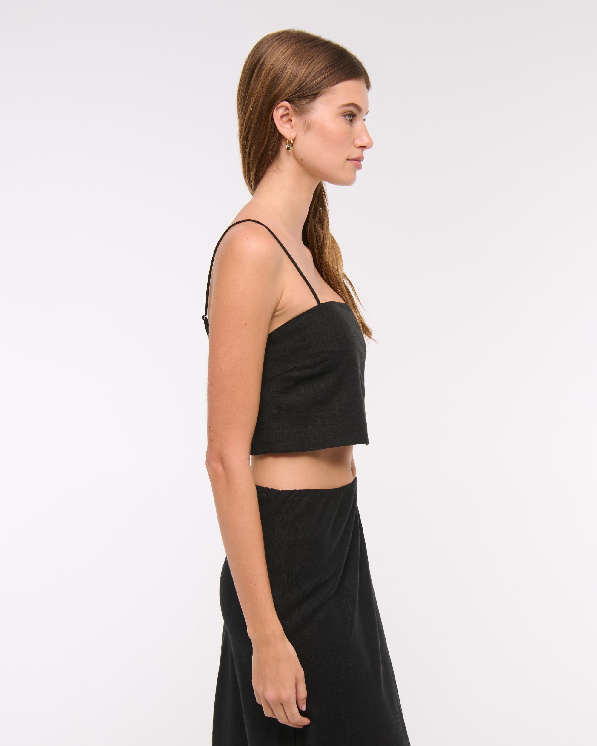 Cropped Linen-Blend Cami Product Image