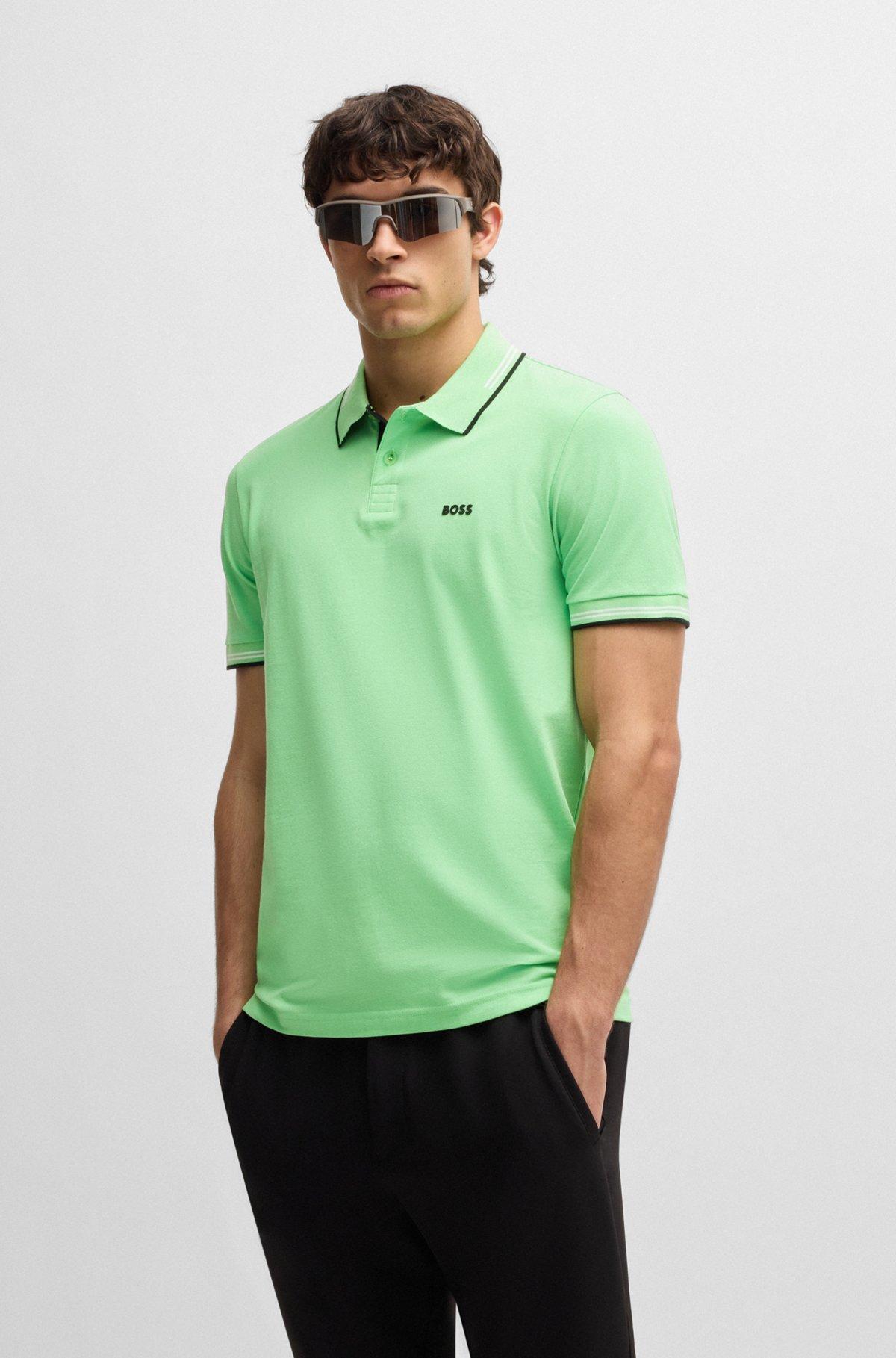 Stretch-cotton slim-fit polo shirt with branding Product Image